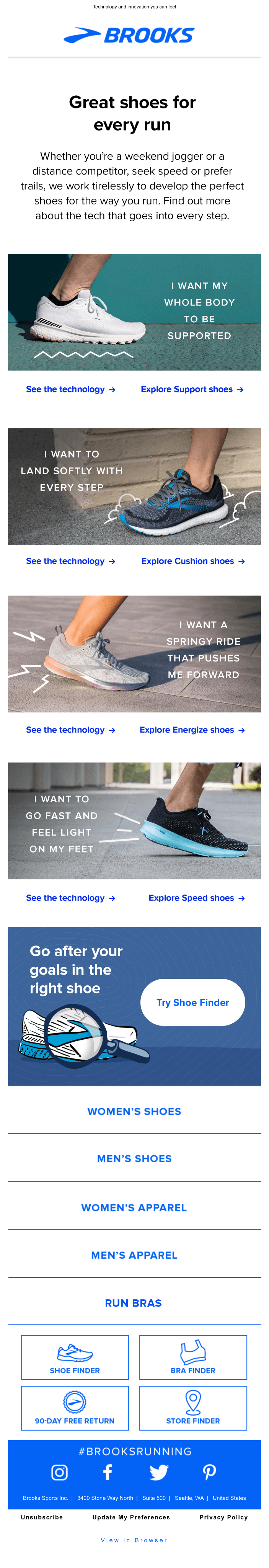 Showing social proof and design simplicity with Brooks Running