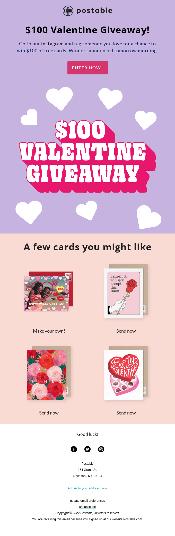 $100 Valentine Card Giveaway! ❤