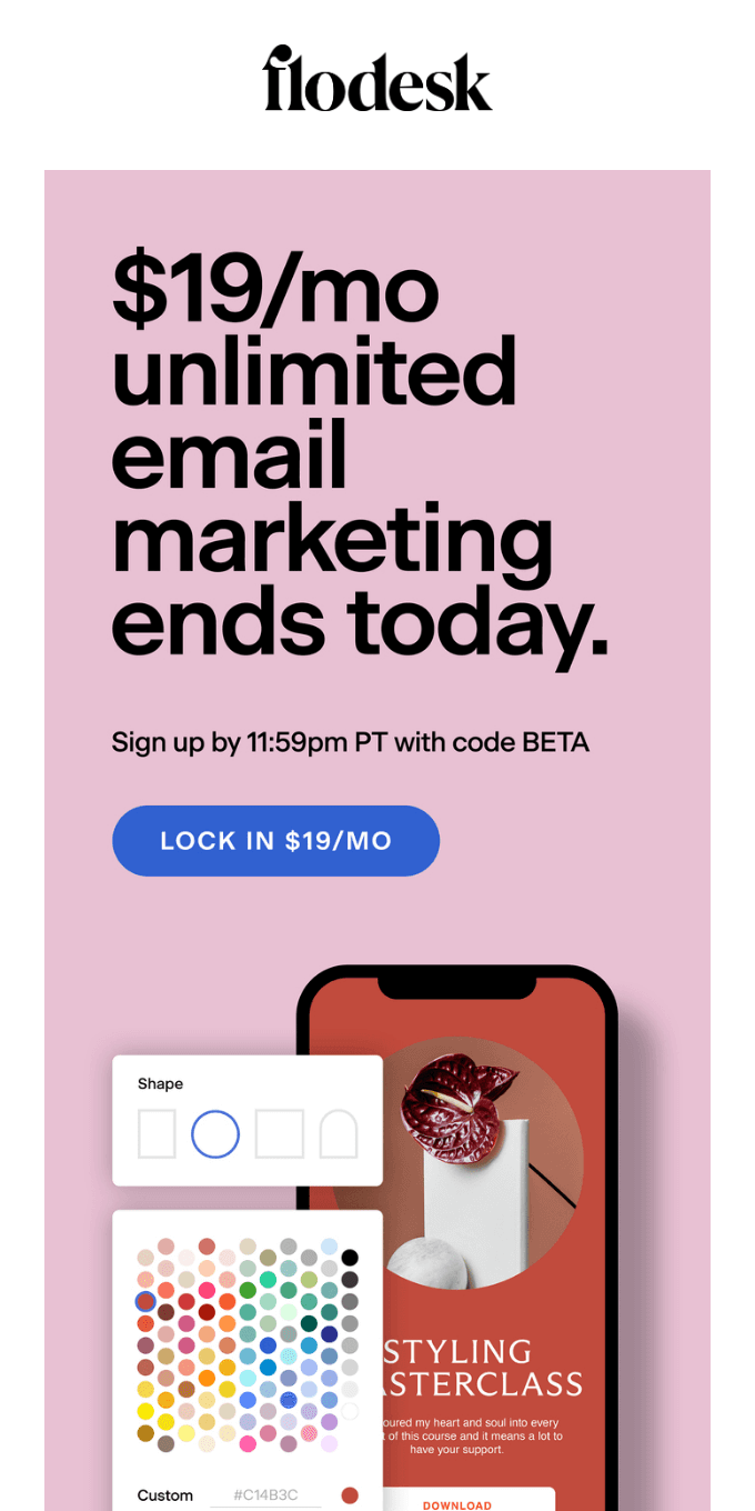 $19/mo unlimited email marketing ends today! 😱