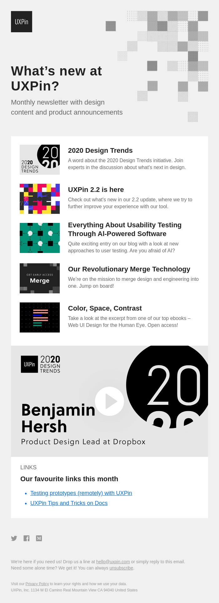 2020 Design Trends, new grids, AI usability testing, and more