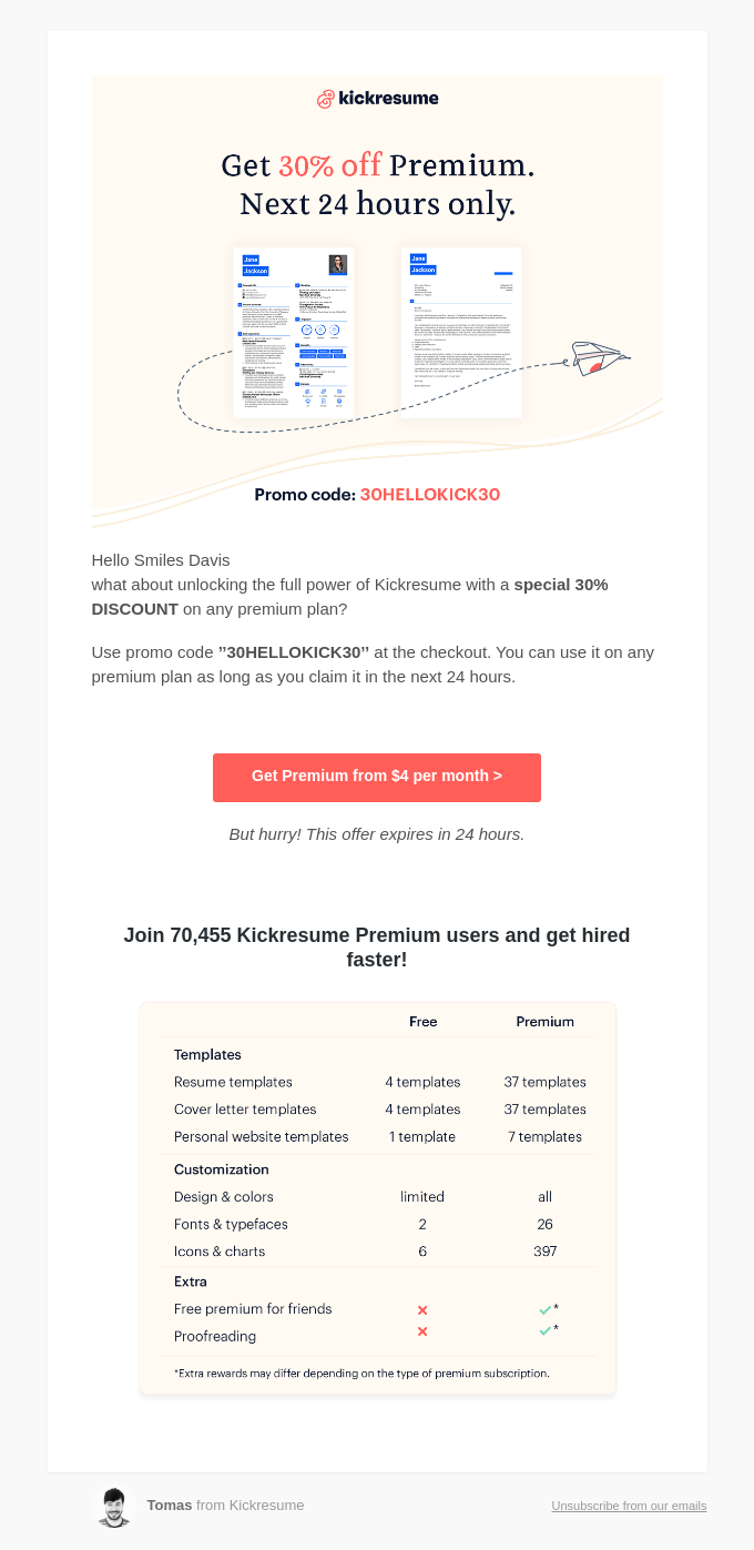 24 HOURS ONLY: Get 30% OFF any Premium plan!