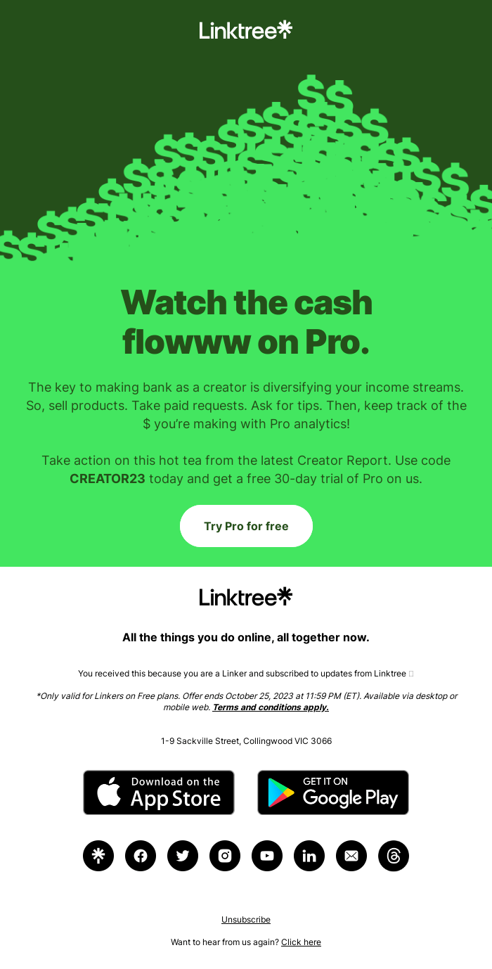 30 days of Pro for free. Time to make 💸 💸 💸