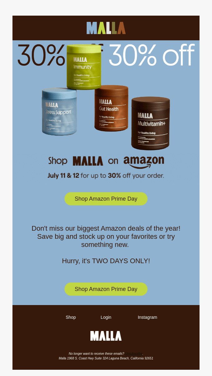 30% off for Amazon Prime Day!