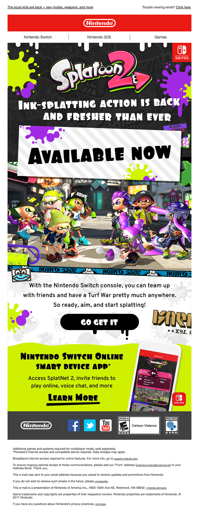 321splat Dive Into Splatoon 2 Now — Info View Really Good Emails