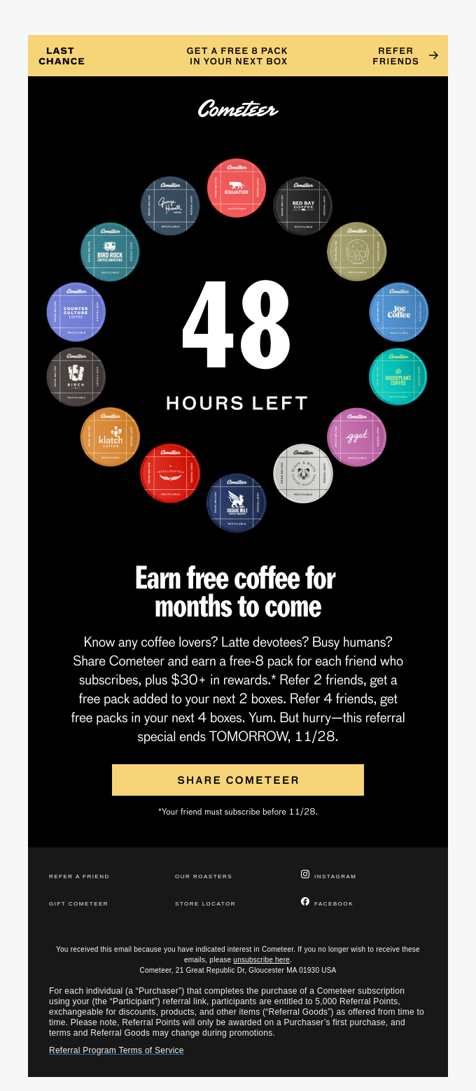 48 Hours Left: Share Cometeer, earn free packs