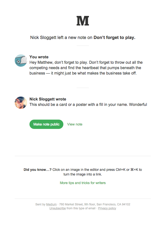 A note was added to “Don’t forget to play.”