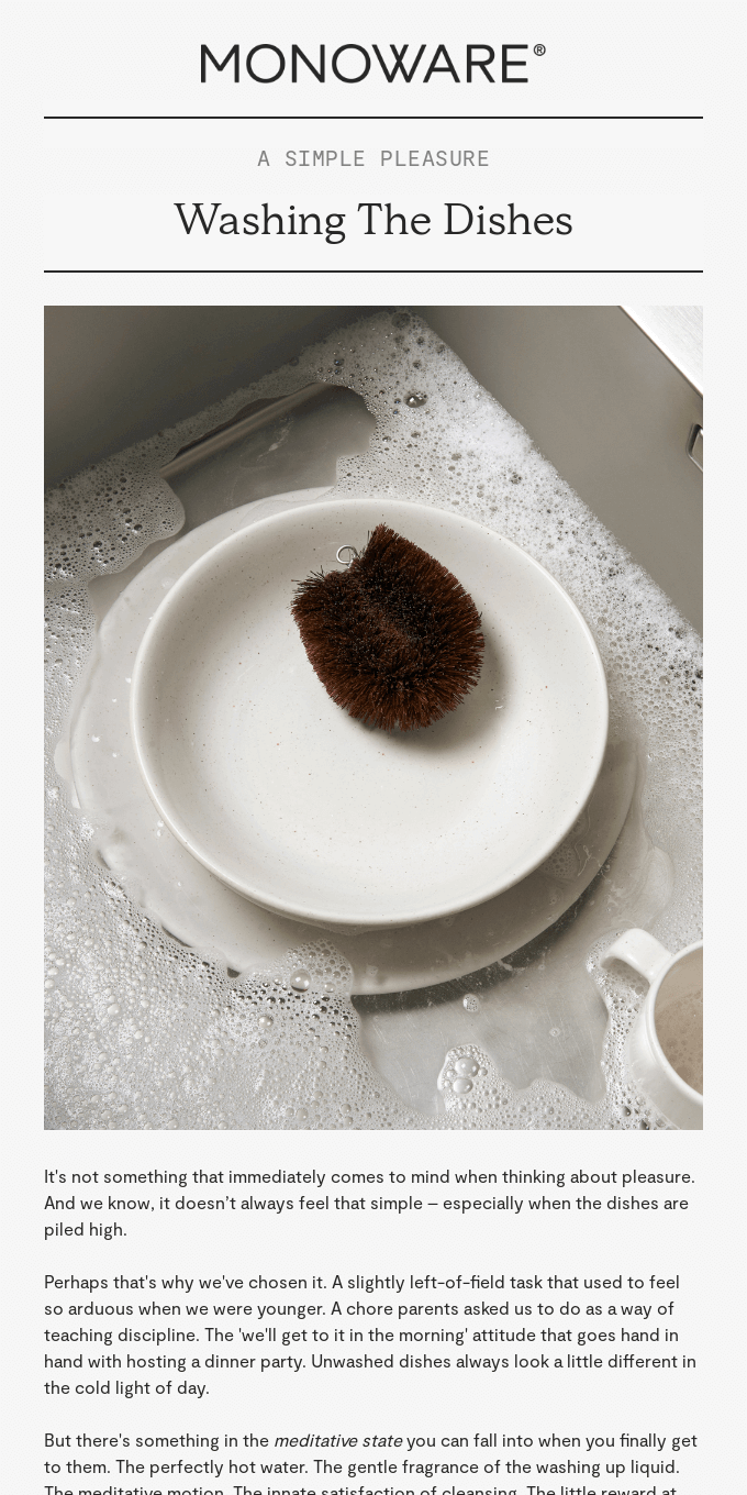 A Simple Pleasure: Washing The Dishes