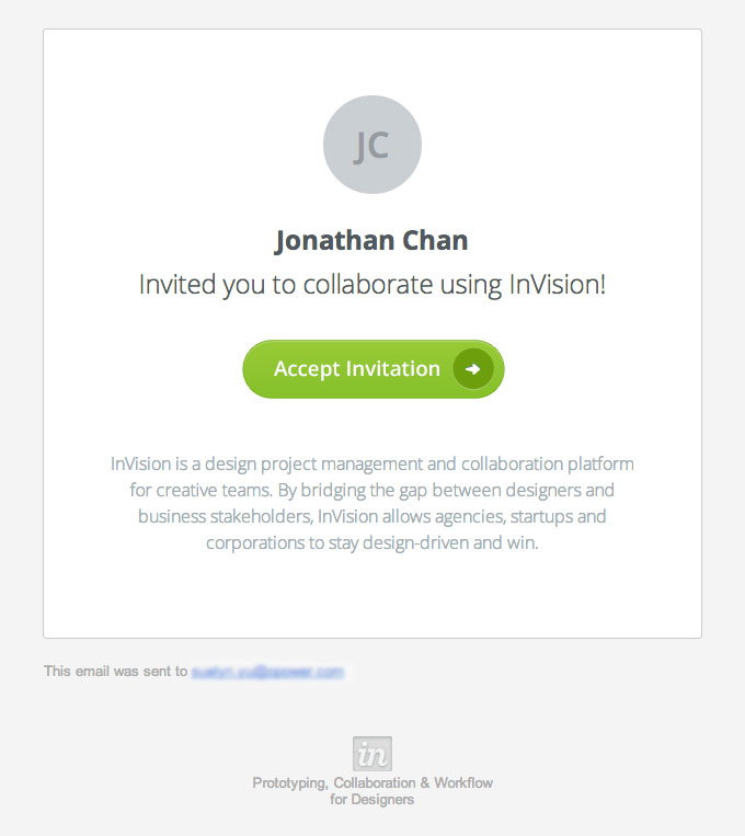 Account Invitation Email from InvisionApp
