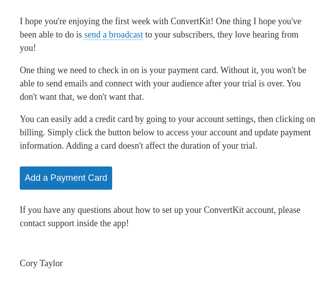 Add a payment card to your ConvertKit account Desktop View Really