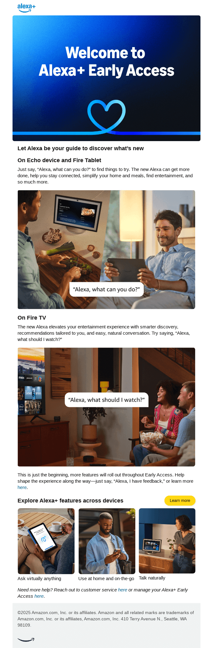 Alexa+ Early Access is ready for you; get started today!