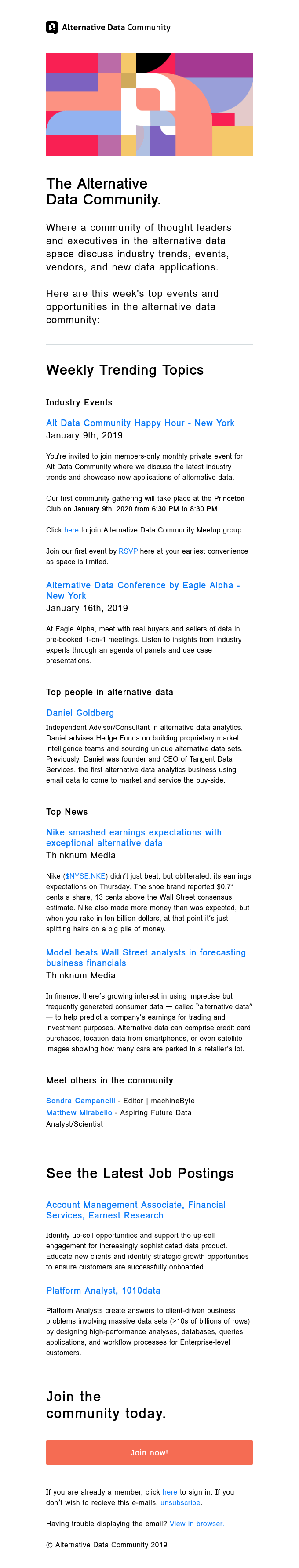 Alternative Data Community Weekly