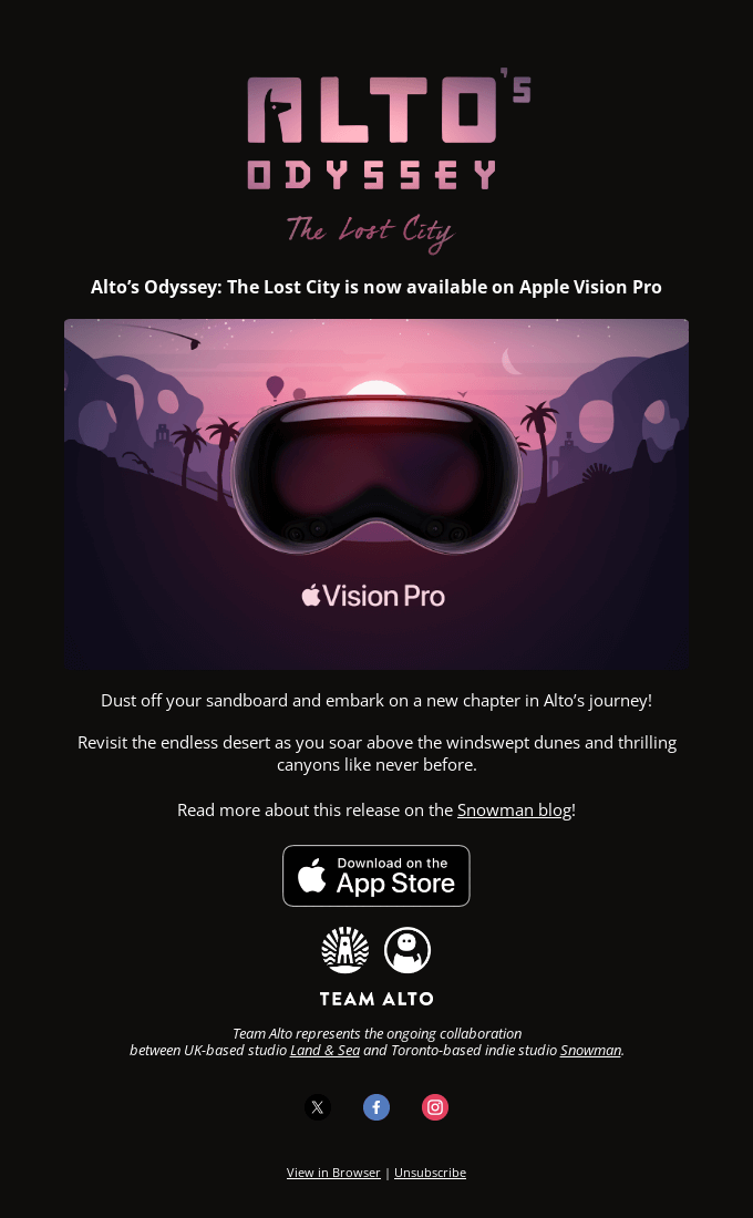 Alto's Odyssey: The Lost City is now available on Apple Vision Pro