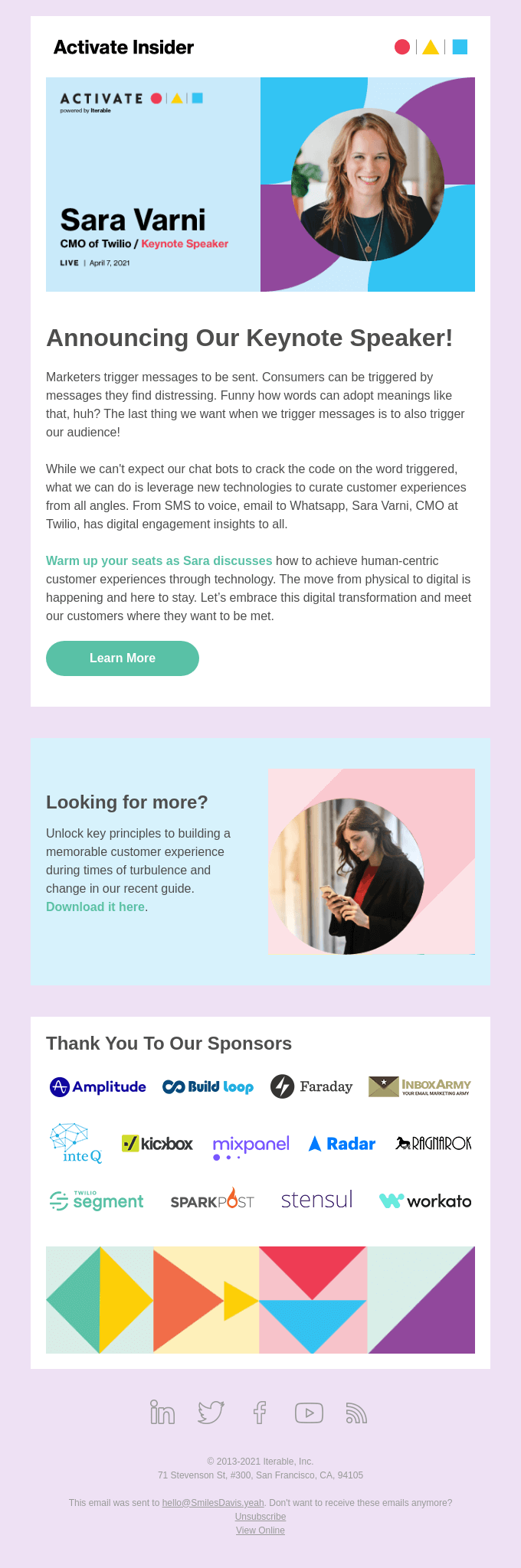 Announcing Sara Varni, CMO of Twilio as Keynote at Activate