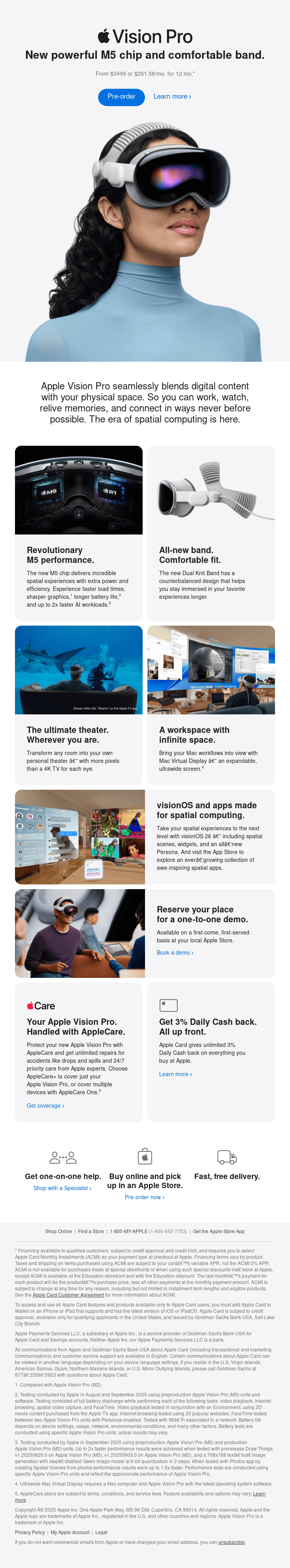Apple Vision Pro — now powered by M5. Available October 22