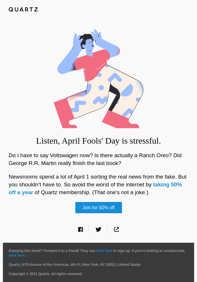April Fools' is canceled