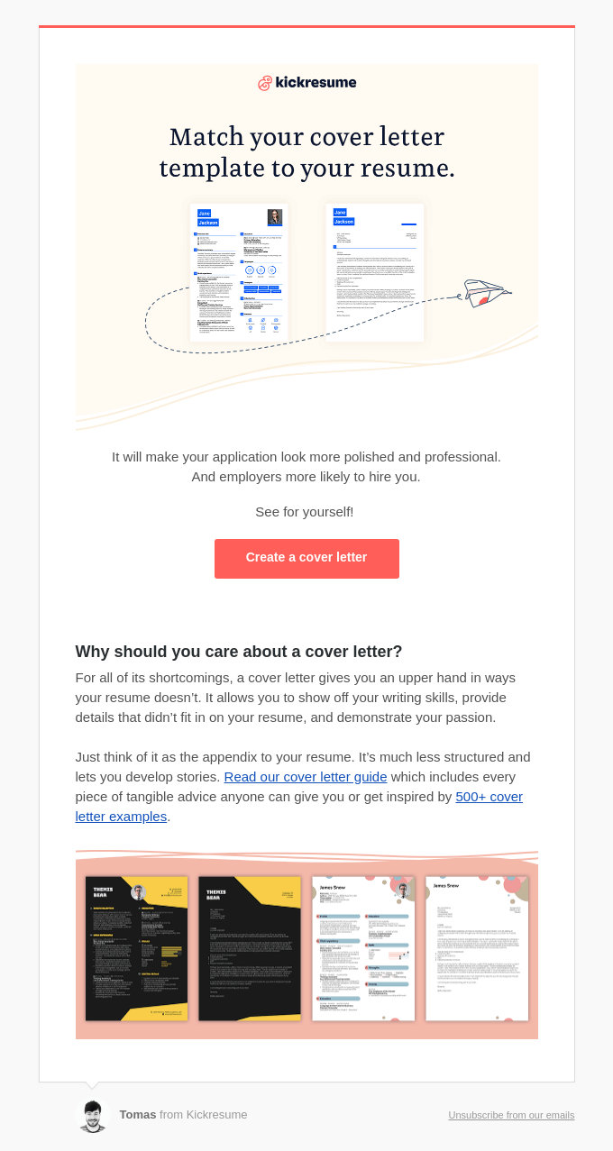 Attach a matching cover letter to your resume