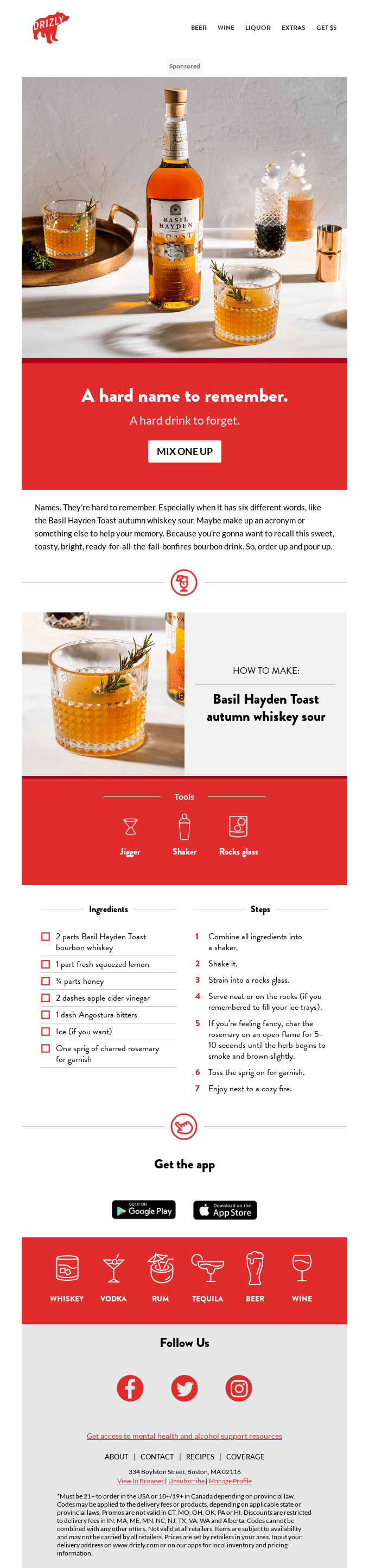 Basil Hayden Toast autumn whiskey sour.