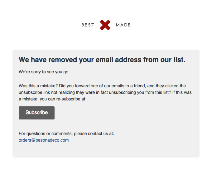 Best Made Company Email List: You Are Now Unsubscribed