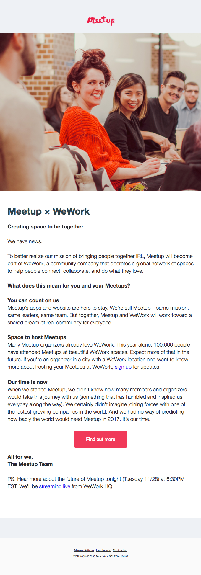 Big News! Meetup × WeWork