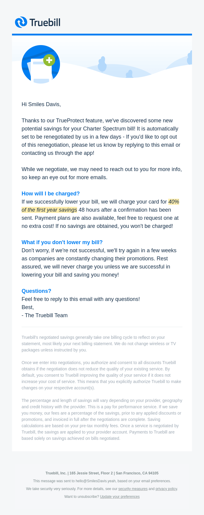 Bill Renegotiation - We're on it!