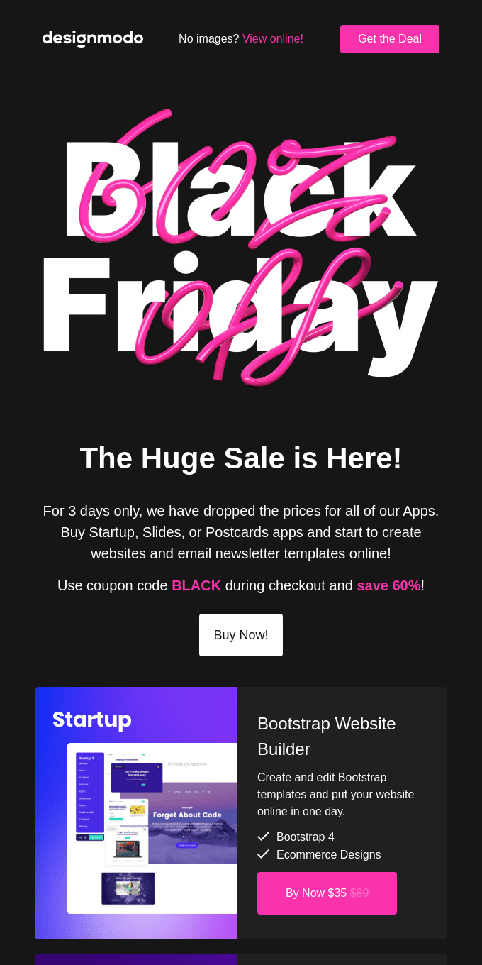 Black Friday Deal: Buy Postcards, Startup or Slides and Save 60%! 🙃