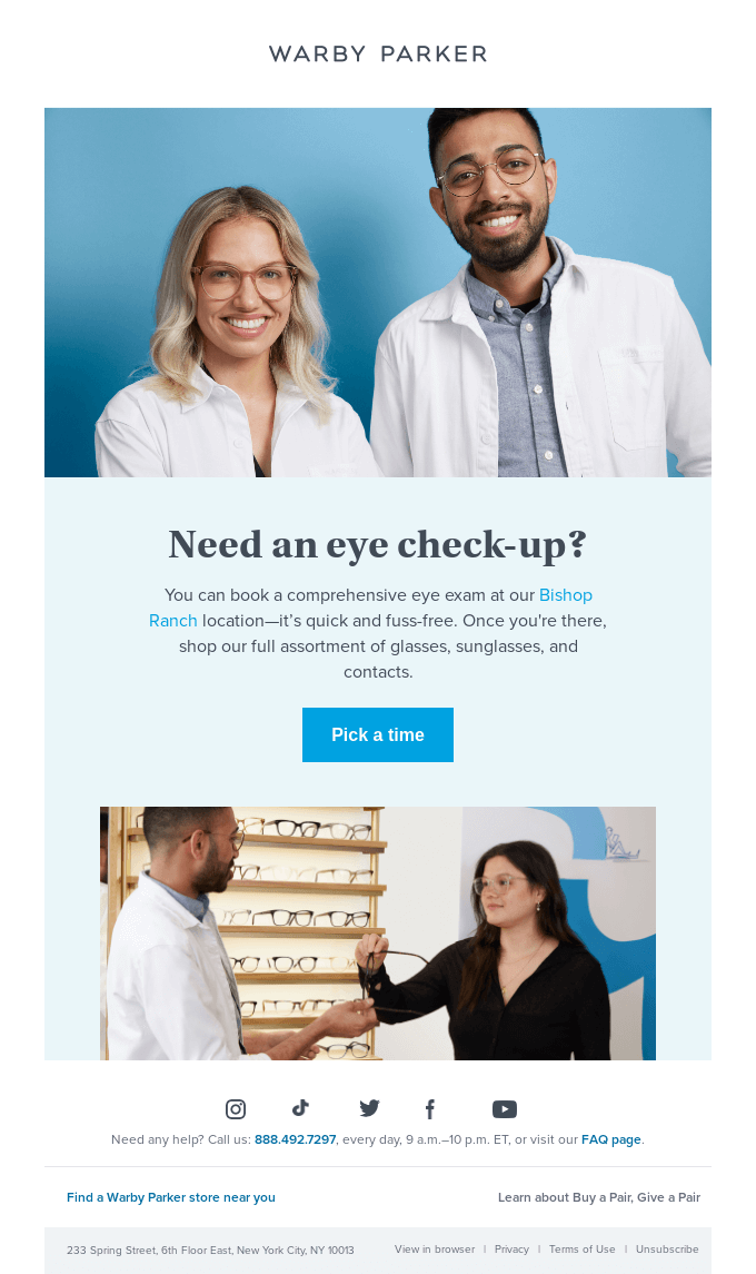 Book an eye exam at our Bishop Ranch store