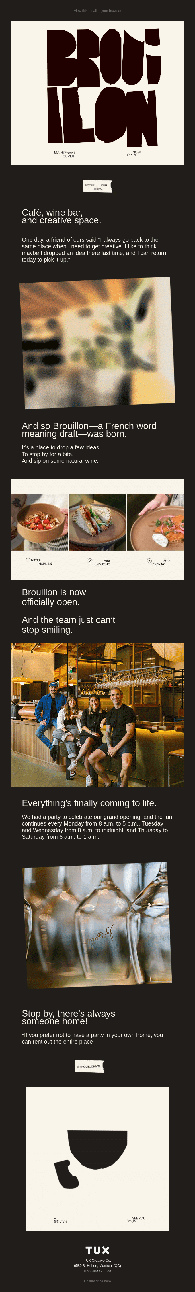 Brouillon — Café, wine bar, and creative space.