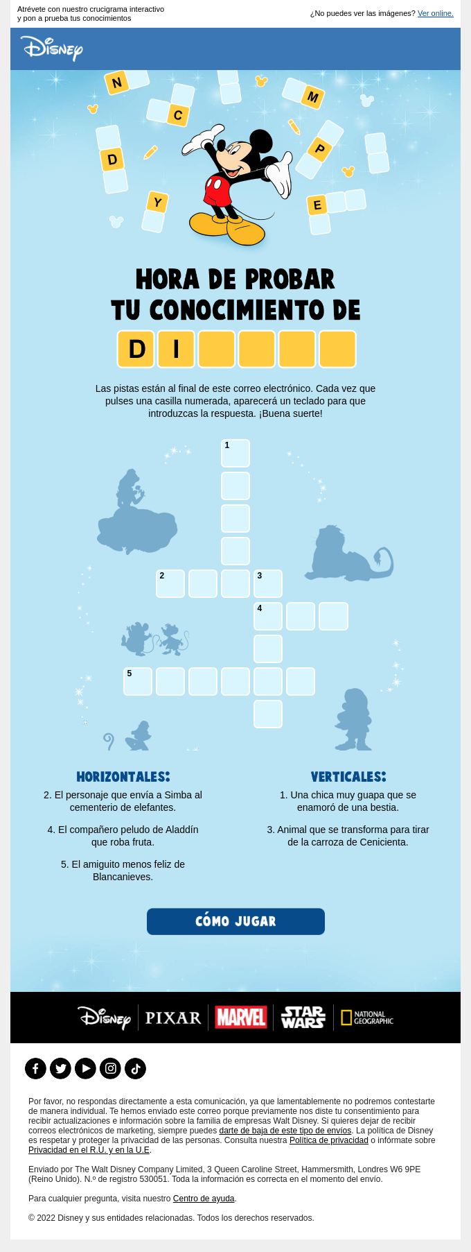 Can you resolve this Disney crossword?