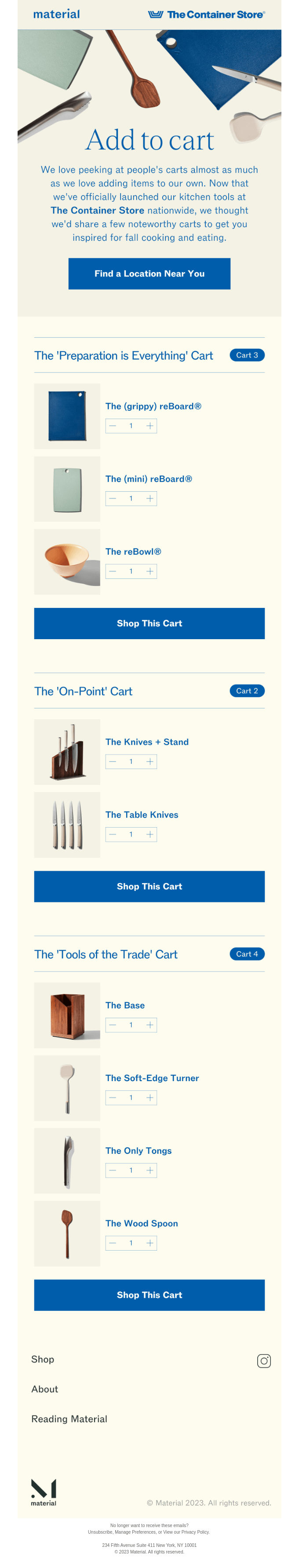 Cart combos at The Container Store
