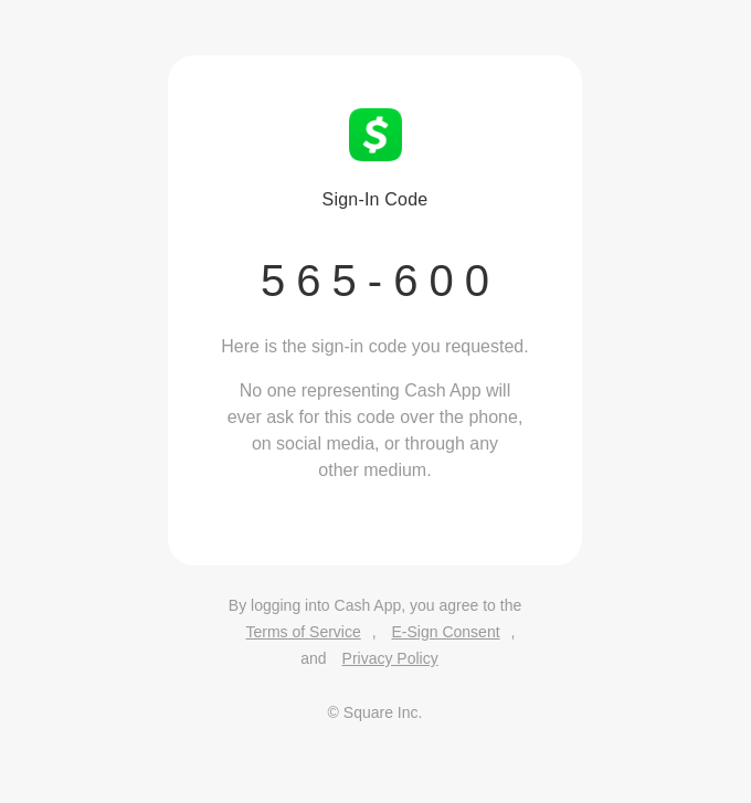Cash App Sign In Code (565-600)