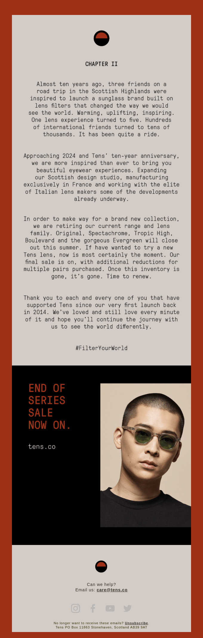 Chapter II from Tens - Desktop Email View | Really Good Emails