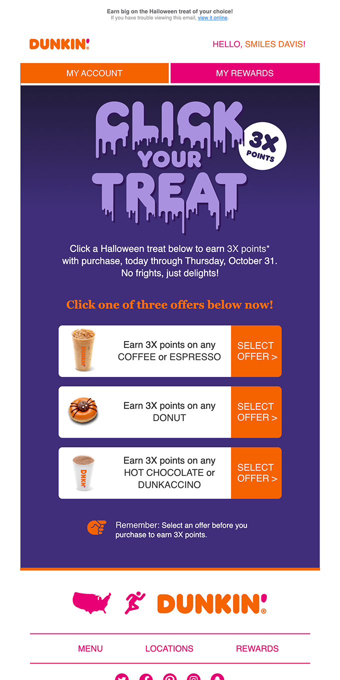 Click Your Treat and Earn 3X Points