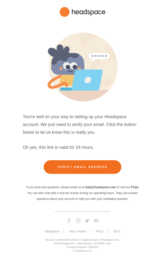 Confirm your email on Headspace from Headspace - Desktop Email View ...