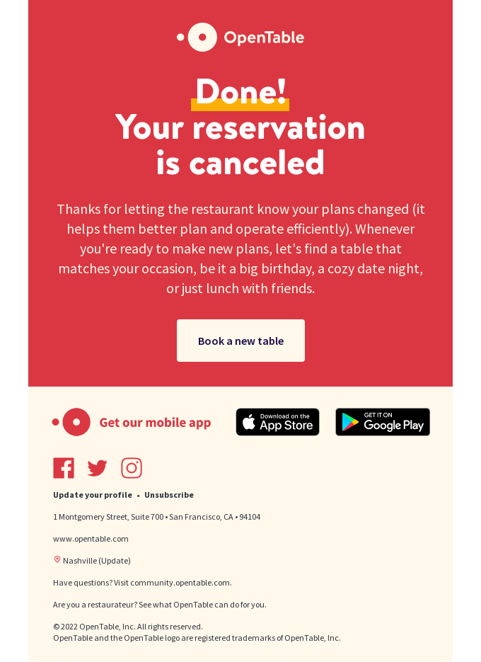 Confirming your cancellation at Sinema