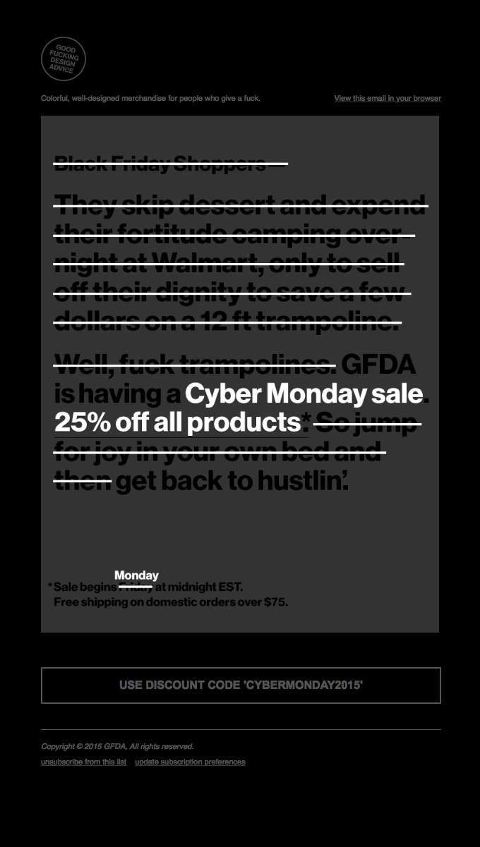 Cyber Monday – because you missed Black Friday…