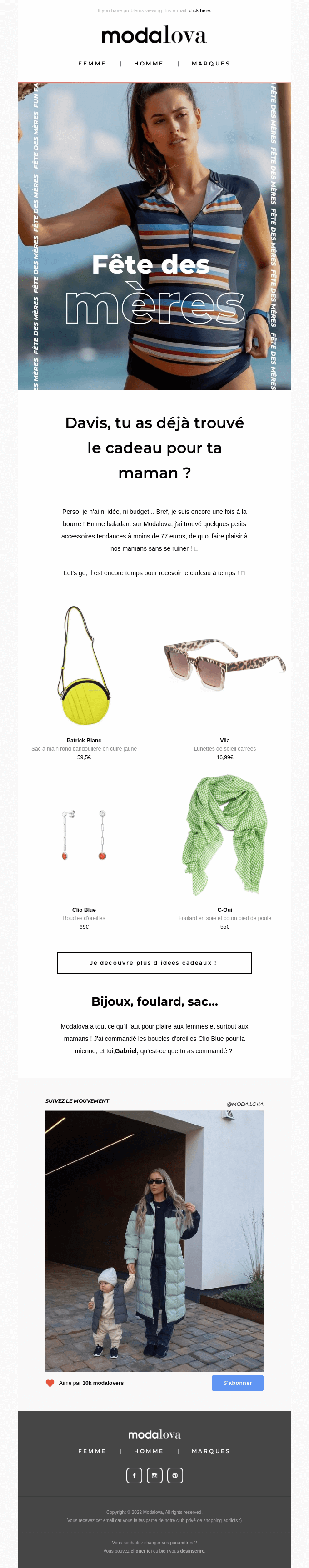 Davis, des cadeaux pour la fête des mères à moins de 77 euros ! 😉