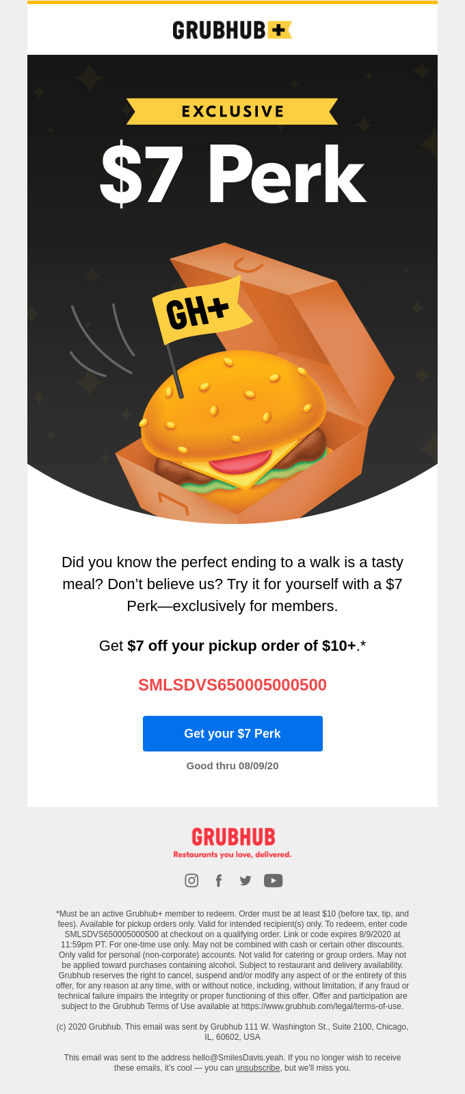 Don’t forget your exclusive $7 Perk!