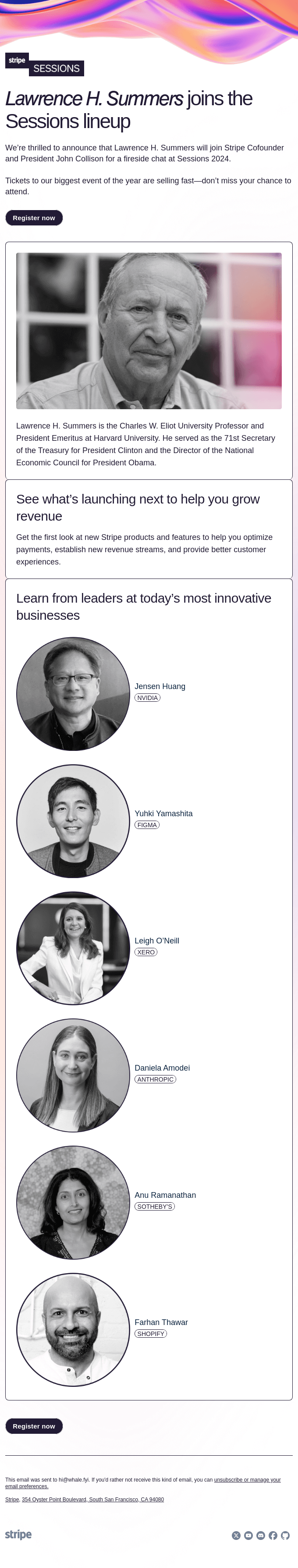 Don’t miss economist Lawrence H. Summers at Stripe Sessions