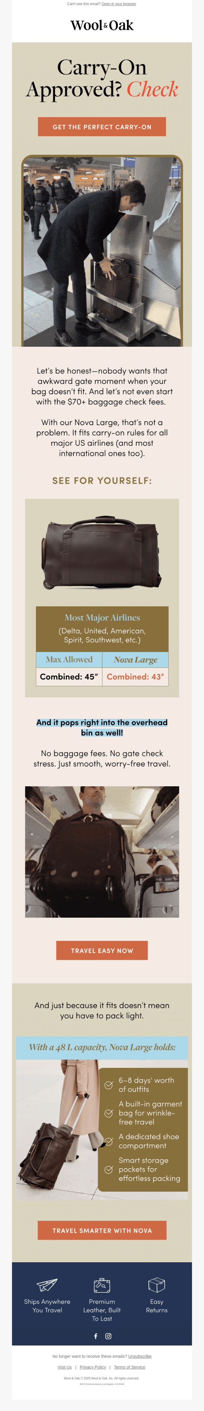 Don’t sweat: our bag is carry-on approved.