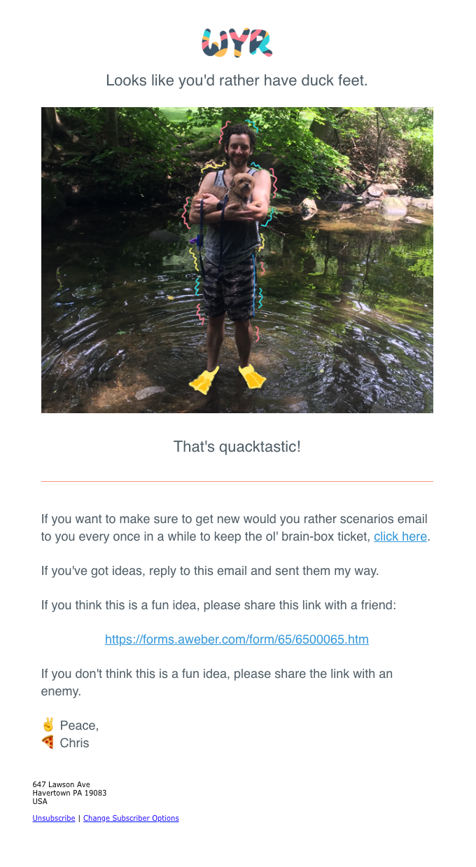 🦆 Duck feet? Righteous.