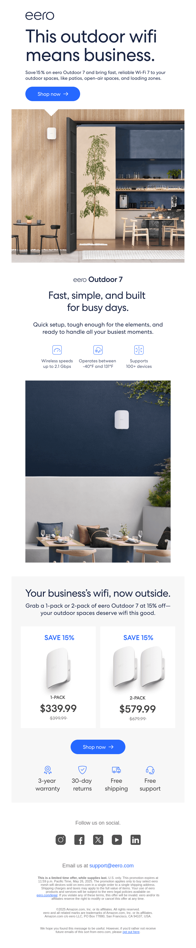 eero outdoor wifi means business