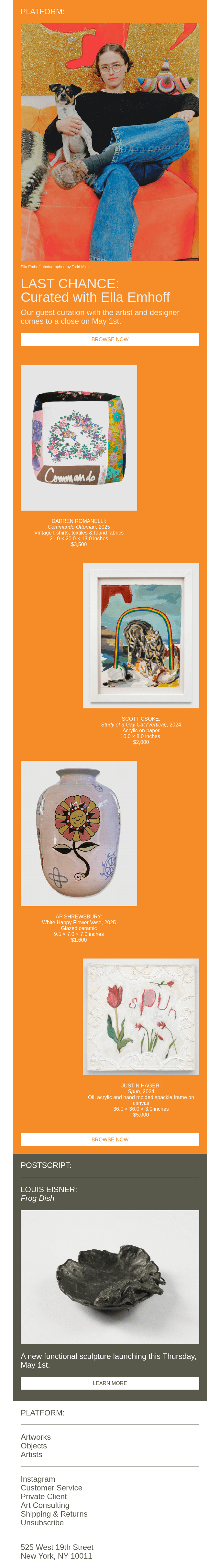 Ella Emhoff's guest curation leaves Platform after tomorrow