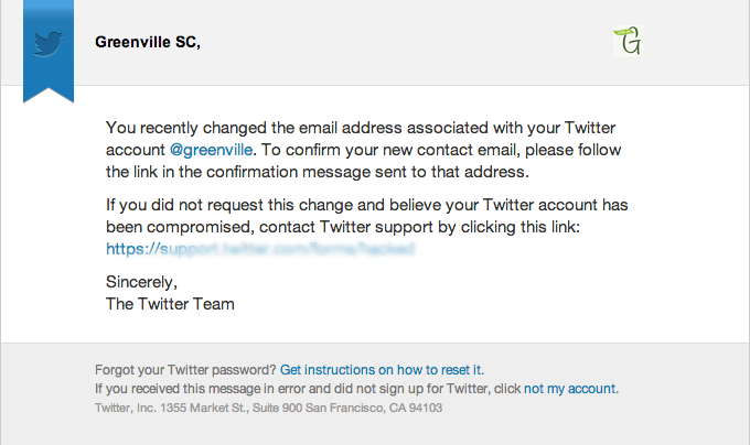 Email Address Change Design from Twitter | Really Good Emails