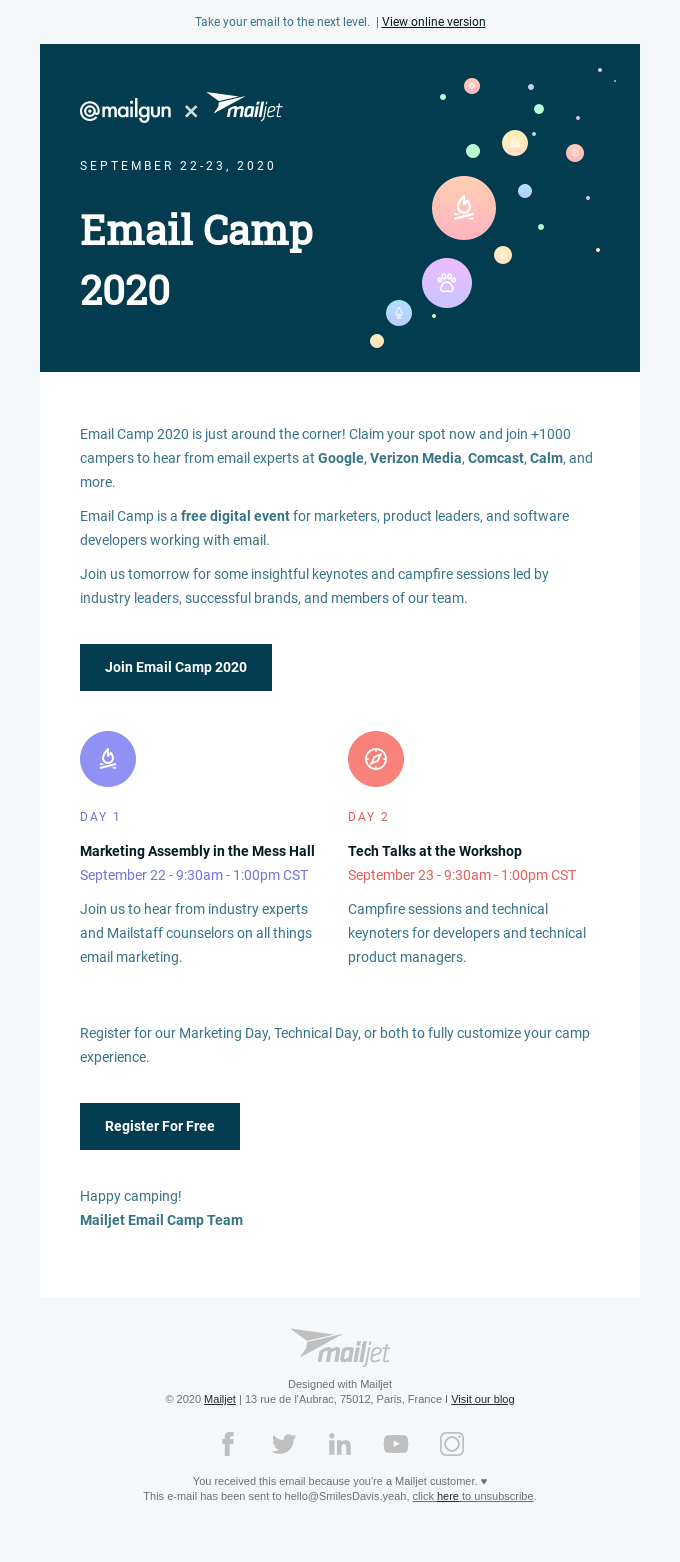 Email Camp 2020 starts tomorrow! 🏕️