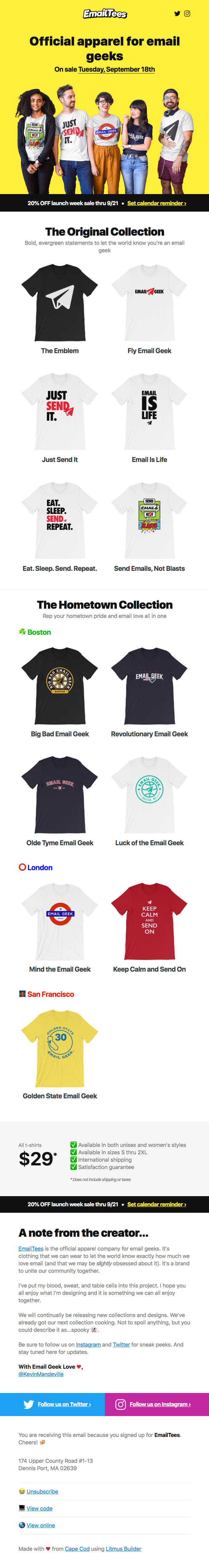 EmailTees Debut Newsletter