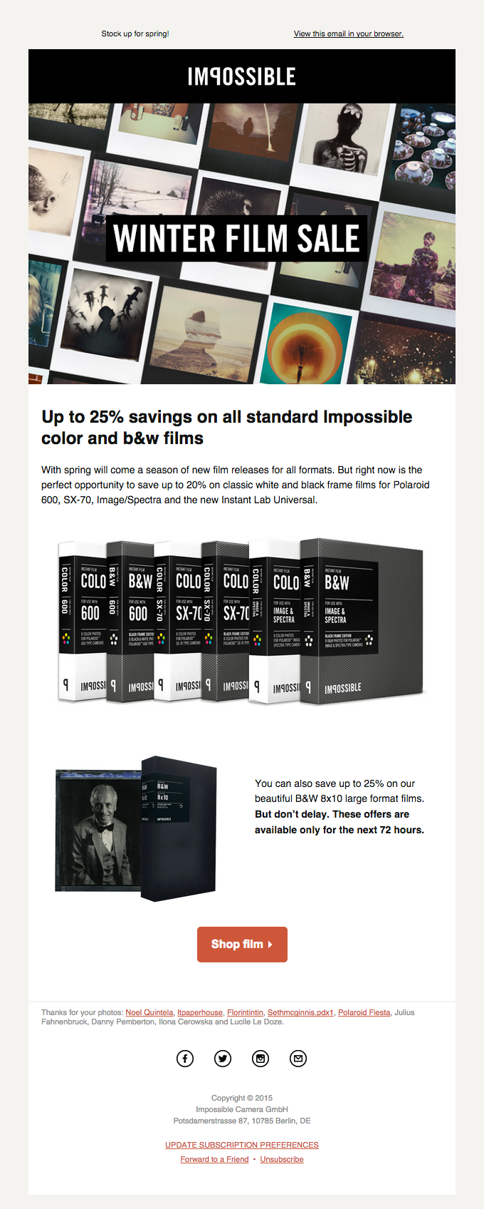 End of season sale of all standard Color & B&W films