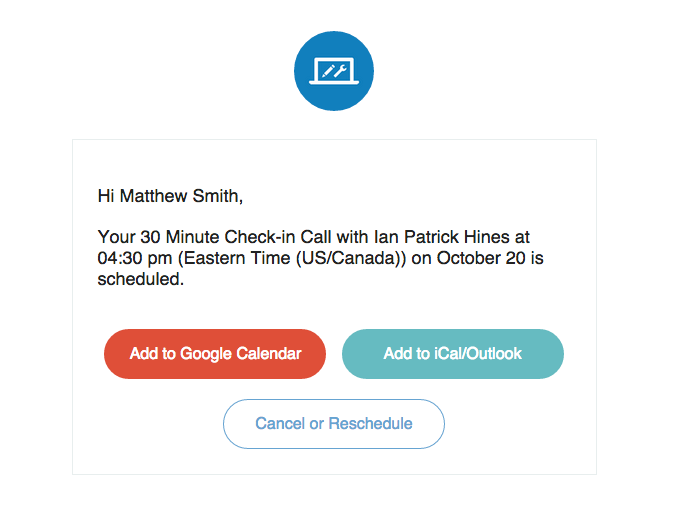 Confirmed: 30 Minute Check-in Call with Ian Patrick Hines on October 20