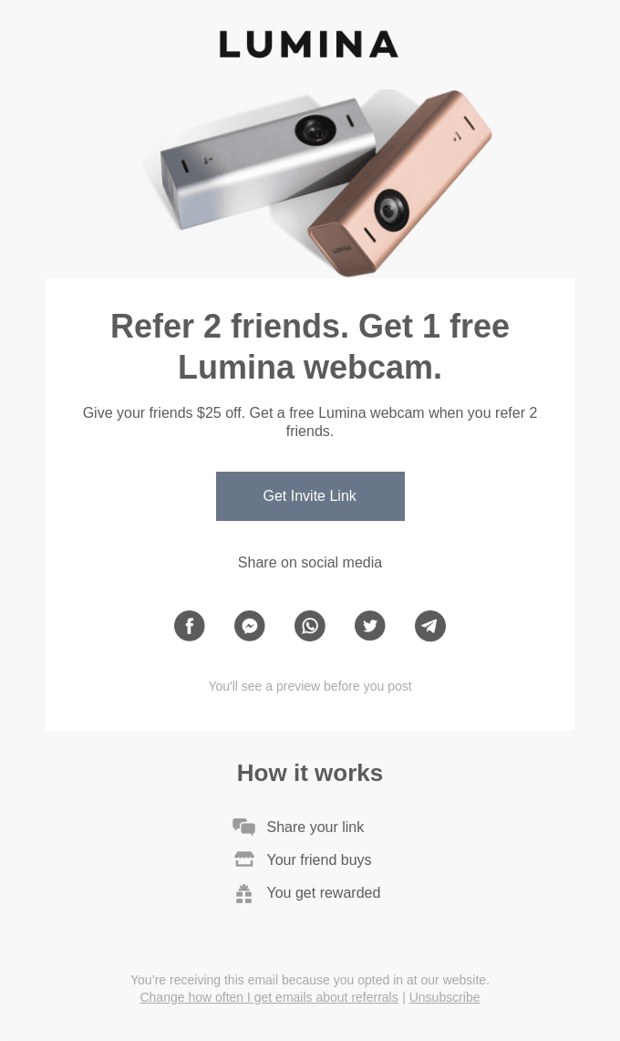 Exclusive: Refer 2 friends. Get 1 free Lumina webcam.