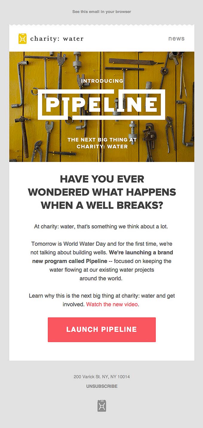 Featured Product Email Design from Charity:Water