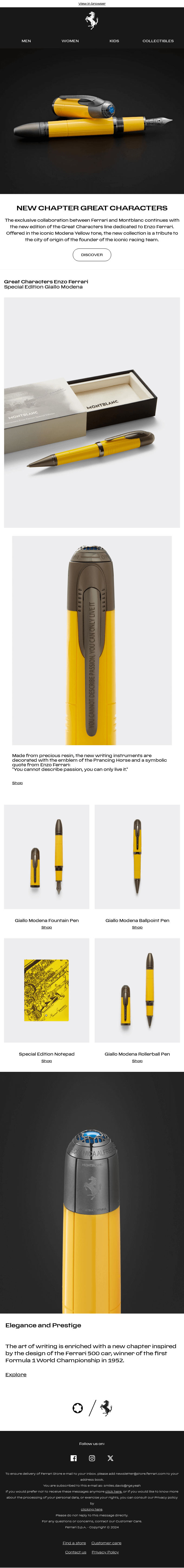 Ferrari and Montblanc: Great Characters in Giallo Modena